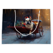 Französischer Bulldog Weihnachtsfeiertag Große Geschenktüte (Vorderseite)