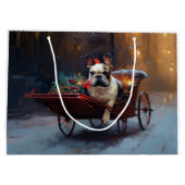 Französischer Bulldog Weihnachtsfeiertag Große Geschenktüte (Rückseite)