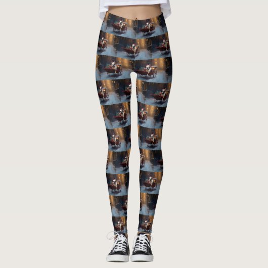 Französischer Bulldog Weihnachtsfeiertag Leggings (Vorderseite)