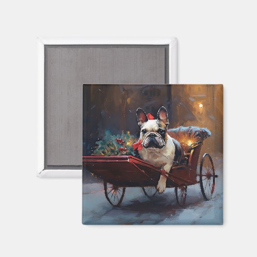 Französischer Bulldog Weihnachtsfeiertag Magnet (Vorderseite/Rückseite)