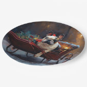 Französischer Bulldog Weihnachtsfeiertag Pappteller (Schrägansicht)
