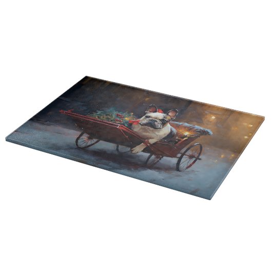 Französischer Bulldog Weihnachtsfeiertag Schneidebrett (Ecke)