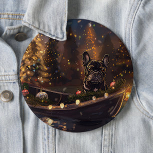 Französischer Bulldog Weihnachtsfest Reise Button