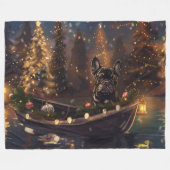 Französischer Bulldog Weihnachtsfest Reise Fleecedecke (Vorderseite (Horizontal))