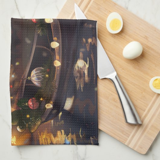 Französischer Bulldog Weihnachtsfest Reise Geschirrtuch (Viertel Falte)