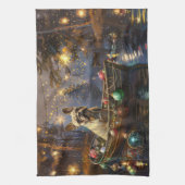 Französischer Bulldog Weihnachtsfest Reise Geschirrtuch (Vertikal)