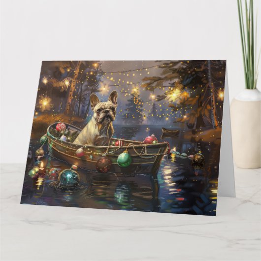Französischer Bulldog Weihnachtsfest Reise Karte (Vorderseite)