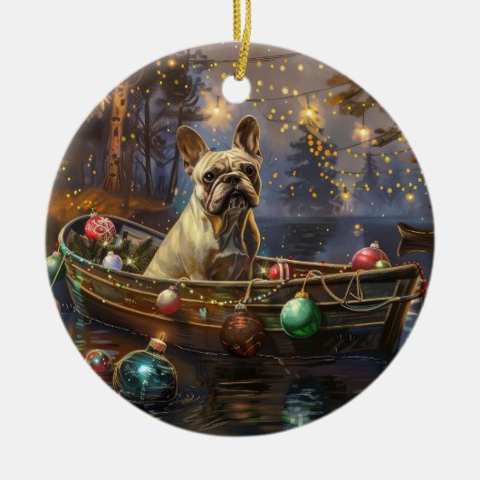 Französischer Bulldog Weihnachtsfest Reise Keramik Ornament (Vorne)