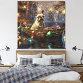 Französischer Bulldog Weihnachtsfest Reise Leinwanddruck (Insitu (Schlafzimmer))