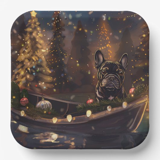 Französischer Bulldog Weihnachtsfest Reise Pappteller (Vorderseite)