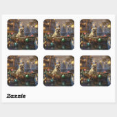 Französischer Bulldog Weihnachtsfest Reise Quadratischer Aufkleber (Blatt)