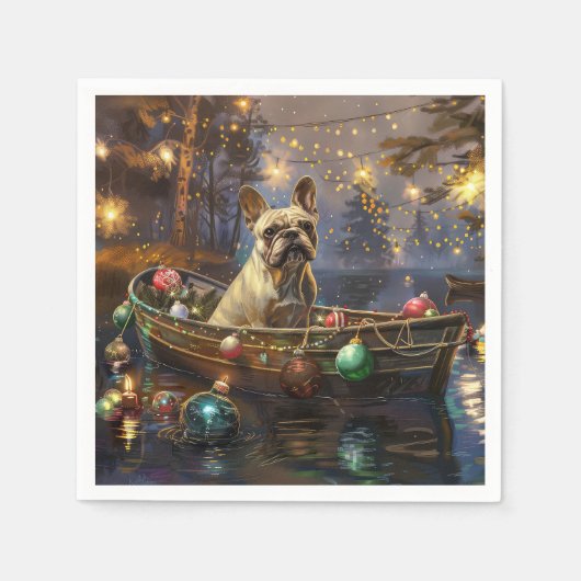 Französischer Bulldog Weihnachtsfest Reise Serviette (Vorderseite)