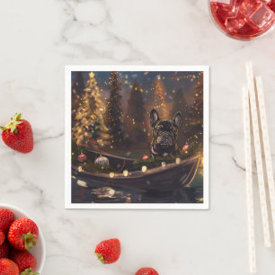 Französischer Bulldog Weihnachtsfest Reise Serviette