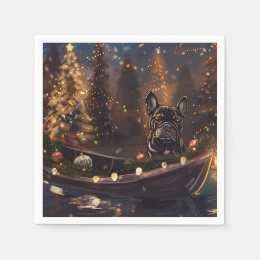 Französischer Bulldog Weihnachtsfest Reise Serviette (Vorderseite)