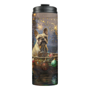 Französischer Bulldog Weihnachtsfest Reise Thermosbecher