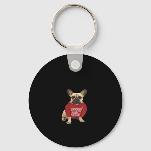 Französischer Bulldog Weihnachtsgeschenke und Weih Schlüsselanhänger (Vorderseite)