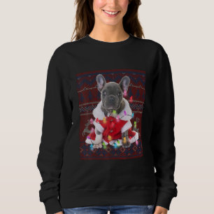 Französischer Bulldog Weihnachtslicht Ugly Sweate Sweatshirt