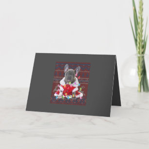 Französischer Bulldog Weihnachtslicht Ugly Sweater Feiertagskarte