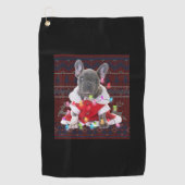 Französischer Bulldog Weihnachtslicht Ugly Sweater Golfhandtuch (Vorderseite)
