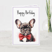 Französischer Bulldog Welpe Hund Geburtstag Karte (Vorderseite)