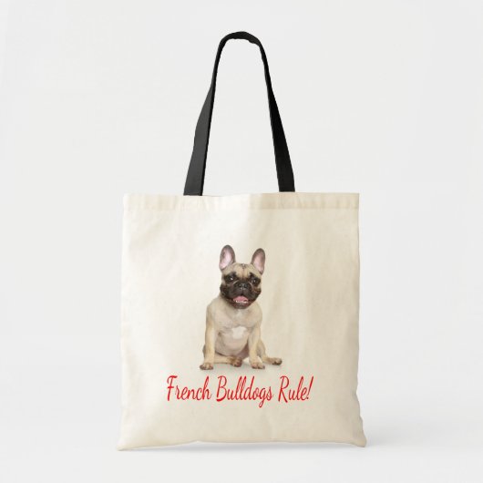 Französischer Bulldog Welpe Hund Leinwand Tote Tas Tragetasche (Vorne)