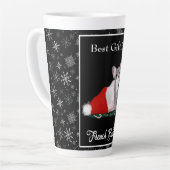 Französischer Bulldog Welpe in Santa Hat Latte Tas Milchtasse (Linke Ecke)