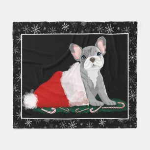 Französischer Bulldog Welpe in Santa's Hat Fleece