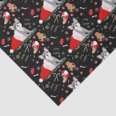 Französischer Bulldog Welpe in Santa's Hat-Muster Seidenpapier (Detail)