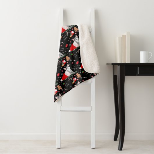 Französischer Bulldog Welpe in Santa's Hat-Muster Sherpadecke (Beispiel)