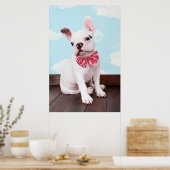 Französischer Bulldog Welpe mit rosa Bogen Poster (Küche)