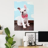 Französischer Bulldog Welpe mit rosa Bogen Poster (Heimbüro)