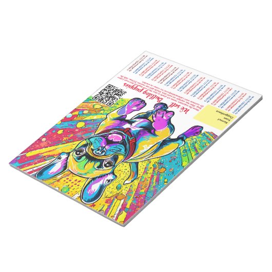 Französischer Bulldog Welpenriss vom Flyer Notizblock (angewinkelt)