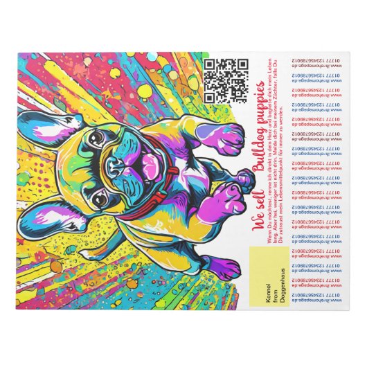 Französischer Bulldog Welpenriss vom Flyer Notizblock (Vorderseite)