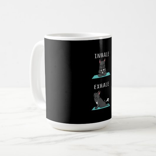Französischer Bulldog Yoga Inhale Exhale Funny Dog Kaffeetasse (Vorderseite Links)