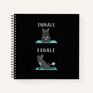 Französischer Bulldog Yoga Inhale Exhale Funny Dog Notizblock