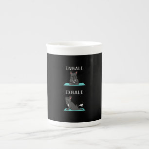 Französischer Bulldog Yoga Inhale Exhale Funny Dog Porzellantasse