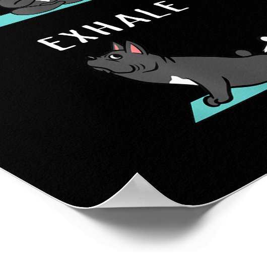 Französischer Bulldog Yoga Inhale Exhale Funny Dog Poster (Ecke)