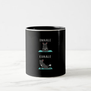 Französischer Bulldog Yoga Inhale Exhale Funny Dog Zweifarbige Tasse