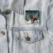 Französischer Bulldog zu Weihnachten im Schnee Button (Beispiel)