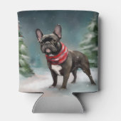 Französischer Bulldog zu Weihnachten im Schnee Dosenkühler (Rückseite)