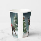 Französischer Bulldog zu Weihnachten im Schnee Pappbecher (Links)