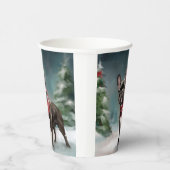 Französischer Bulldog zu Weihnachten im Schnee Pappbecher (Rechts)