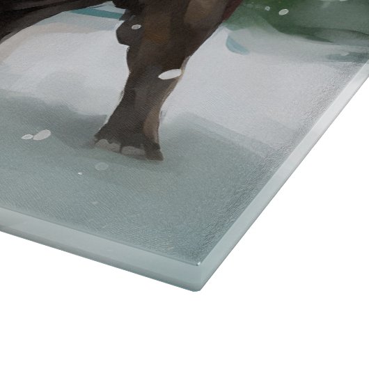 Französischer Bulldog zu Weihnachten im Schnee Schneidebrett (Ecke)