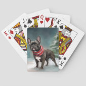 Französischer Bulldog zu Weihnachten im Schnee Spielkarten (Rückseite)