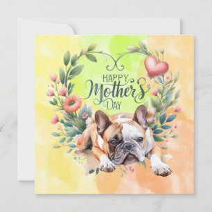 Französischer Bulldog zum Muttertag mit Blume Feiertagskarte