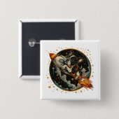 Französischer Bulldogge-Astronaut Button (Vorne & Hinten)