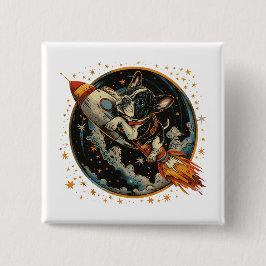 Französischer Bulldogge-Astronaut Button