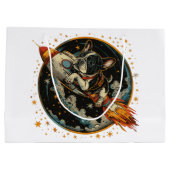 Französischer Bulldogge-Astronaut Große Geschenktüte (Rückseite)