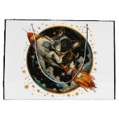 Französischer Bulldogge-Astronaut Große Geschenktüte (Rückseite)