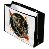 Französischer Bulldogge-Astronaut Große Geschenktüte (Vorderseite Schrägansicht)